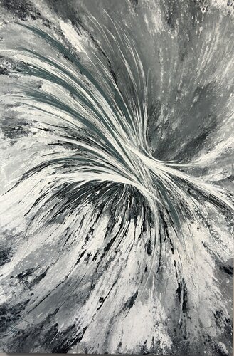 Sepia Douce — Sepia and Pearl Abstract Painting, 147 cm by Kseniia Turik, Painting for Sale on Select