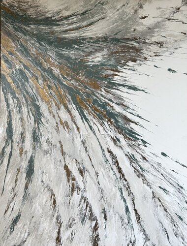 Le Caprice de François — Silver Green and Gold Diagonal Abstract, 116 cm by Kseniia Turik, Painting for Sale on Select