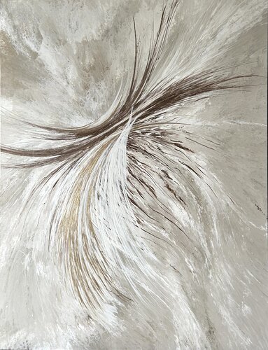 Golden Wind — Warm Beige and Bronze Abstract, 116 cm by Kseniia Turik, Painting for Sale on Select