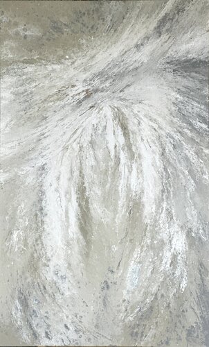 À Peine — Pearl White and Ochre Textured Abstract, 150 cm by Kseniia Turik, Painting for Sale on Select