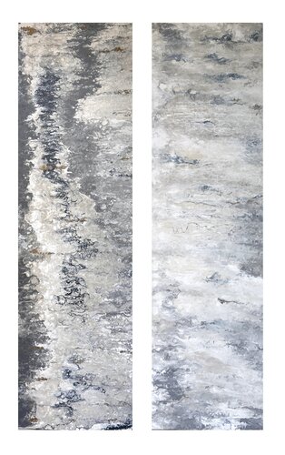 Vestige  - Silver and perl diptych , 150 cm by Kseniia Turik, Painting for Sale on Select