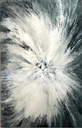 Aurelium of Gogengame — Textured Blue Abstract with Epoxy Resin by Kseniia Turik, Painting for Sale on Select
