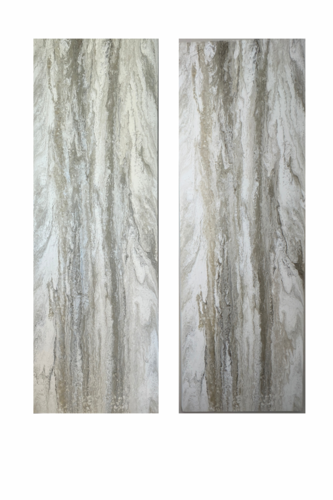 Voile — Monumental Abstract Diptych, Pearl, Silver & Grey by Kseniia Turik, Painting for Sale on Select
