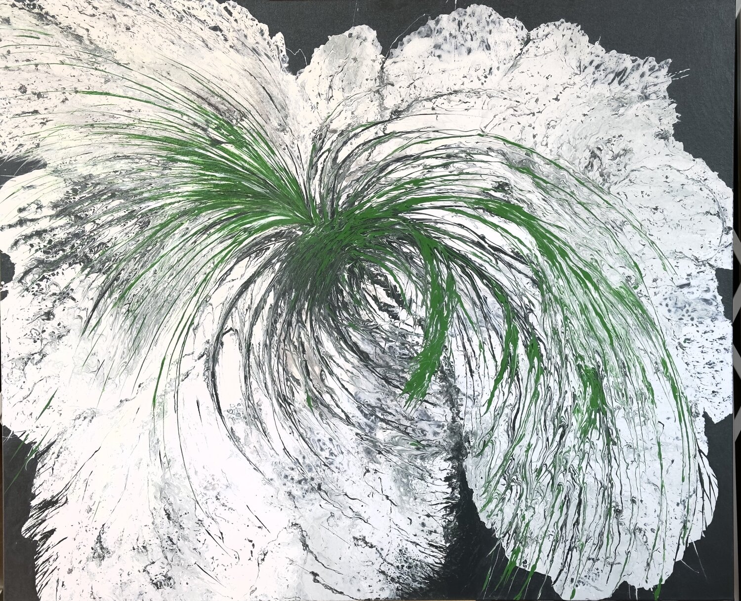 Mojito — Electric Green Monochrome Abstract, 120 cm Kseniia Turik Original painting for sale