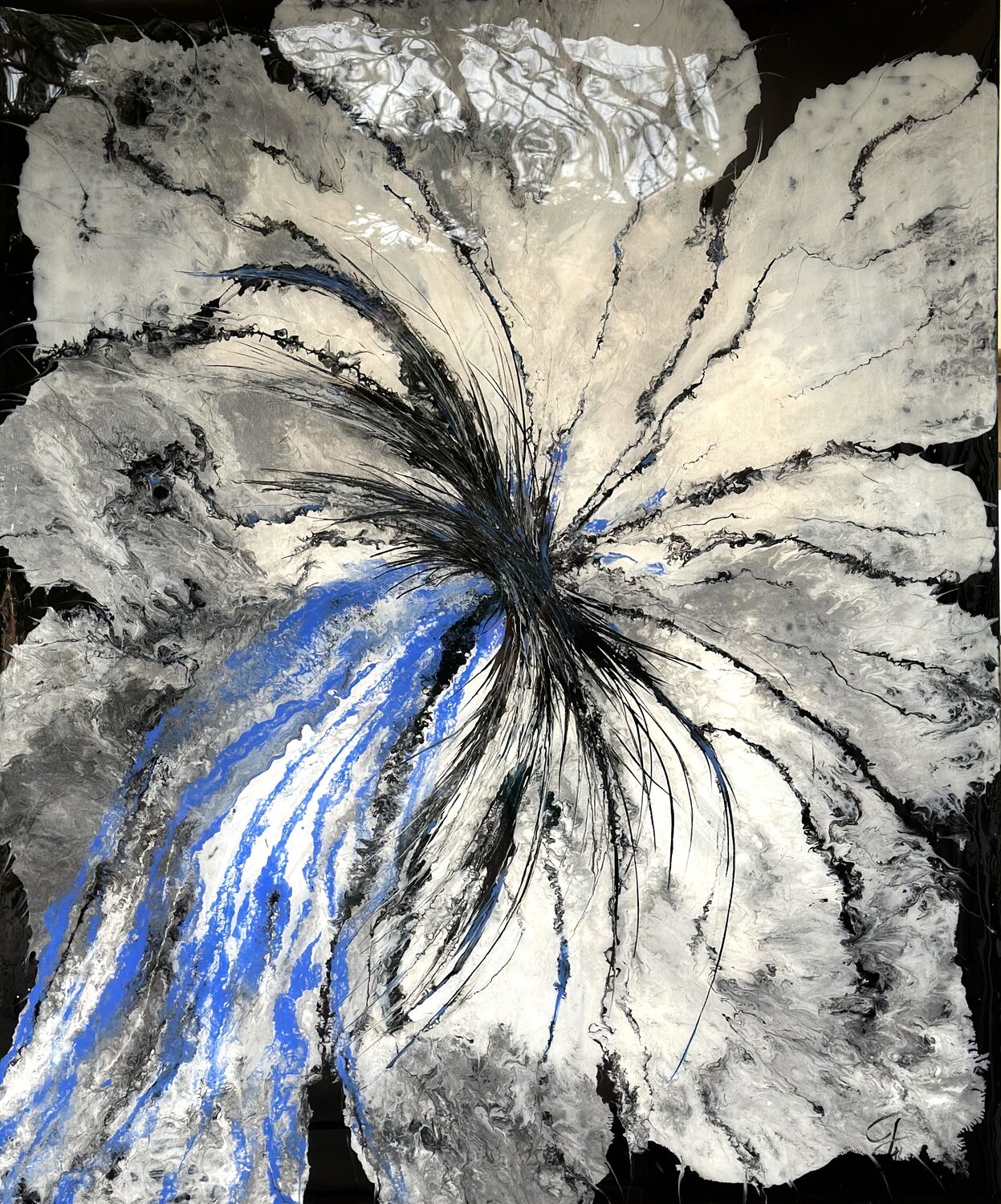 Art of Contradiction — White Silver Abstract, 120 cm Kseniia Turik Original painting for sale