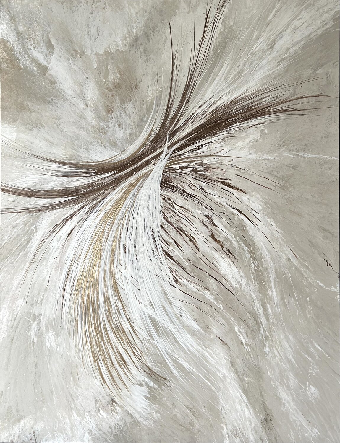 Golden Wind — Warm Beige and Bronze Abstract, 116 cm Kseniia Turik Original painting for sale