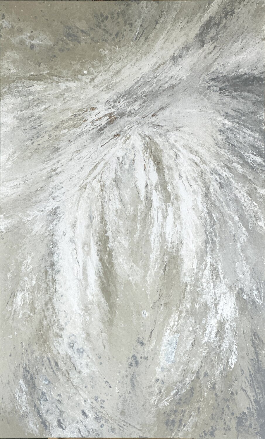 À Peine — Pearl White and Ochre Textured Abstract, 150 cm Kseniia Turik Original painting for sale