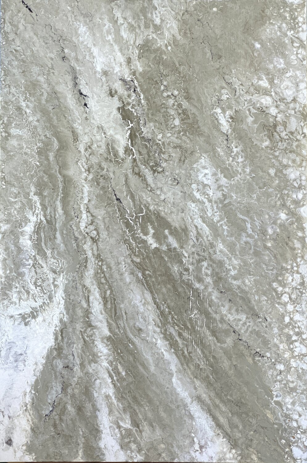 Trace — Silver-Grey and Pearl Textured Abstract, 90 cm Kseniia Turik Original painting for sale