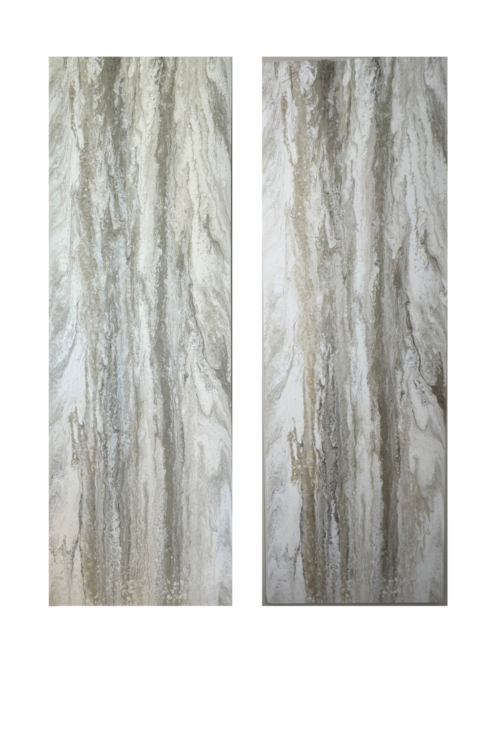 Voile — Monumental Abstract Diptych, Pearl, Silver & Grey Kseniia Turik Original painting for sale