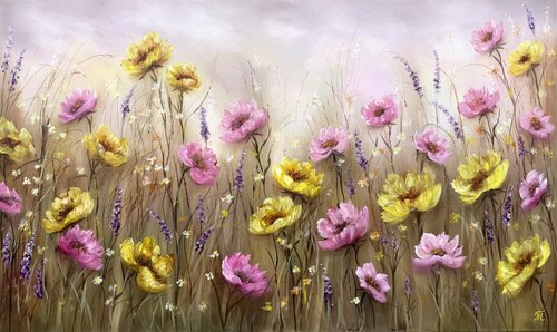 Hearts in Bloom -Floral Symphony collection by Tanja Frost, Painting for Sale on Select