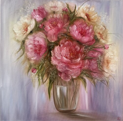 Whispers of Peonies by Tanja Frost, Painting for Sale on Select