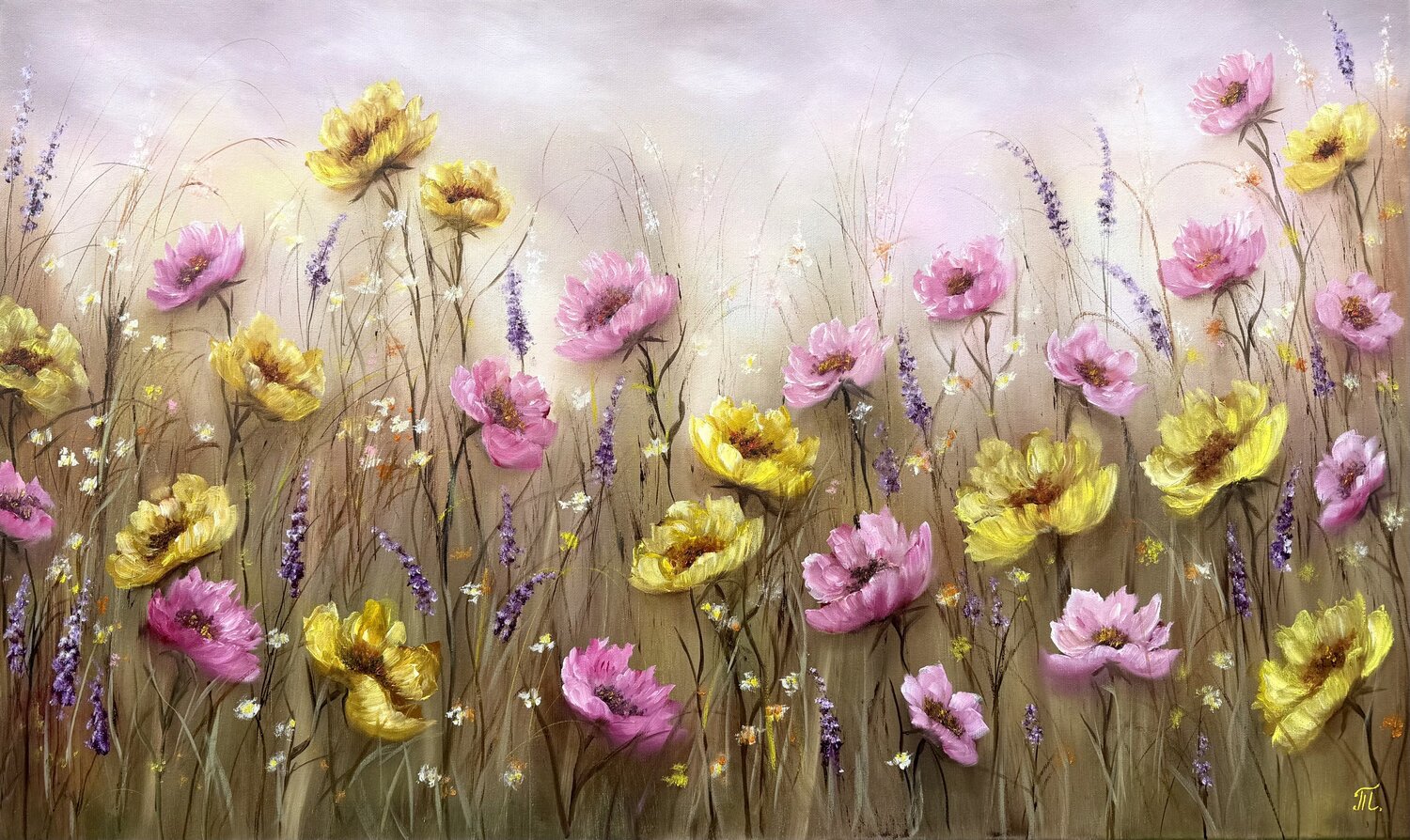 Hearts in Bloom -Floral Symphony collection Tanja Frost Original painting for sale