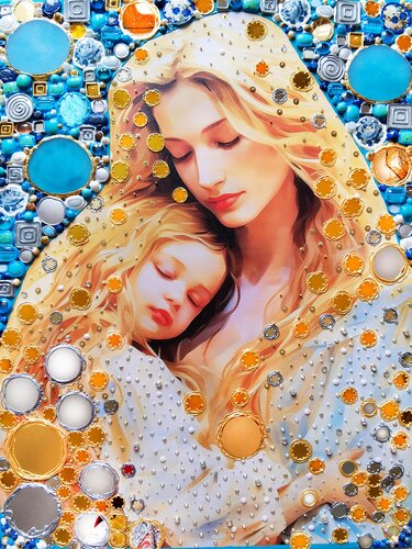 MY ANGEL - Original painting on canvas, unique artwork mixed media wall art by Irina BAST, Painting for Sale on Select