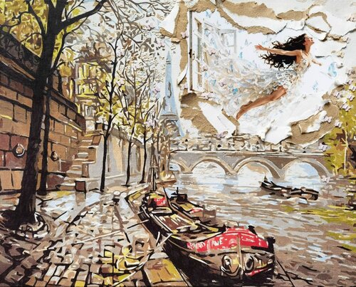 The magic of a single morning. Paris. Cityscape. France. Eiffel Tower. von Irina BAST, Malerei kaufen auf Select