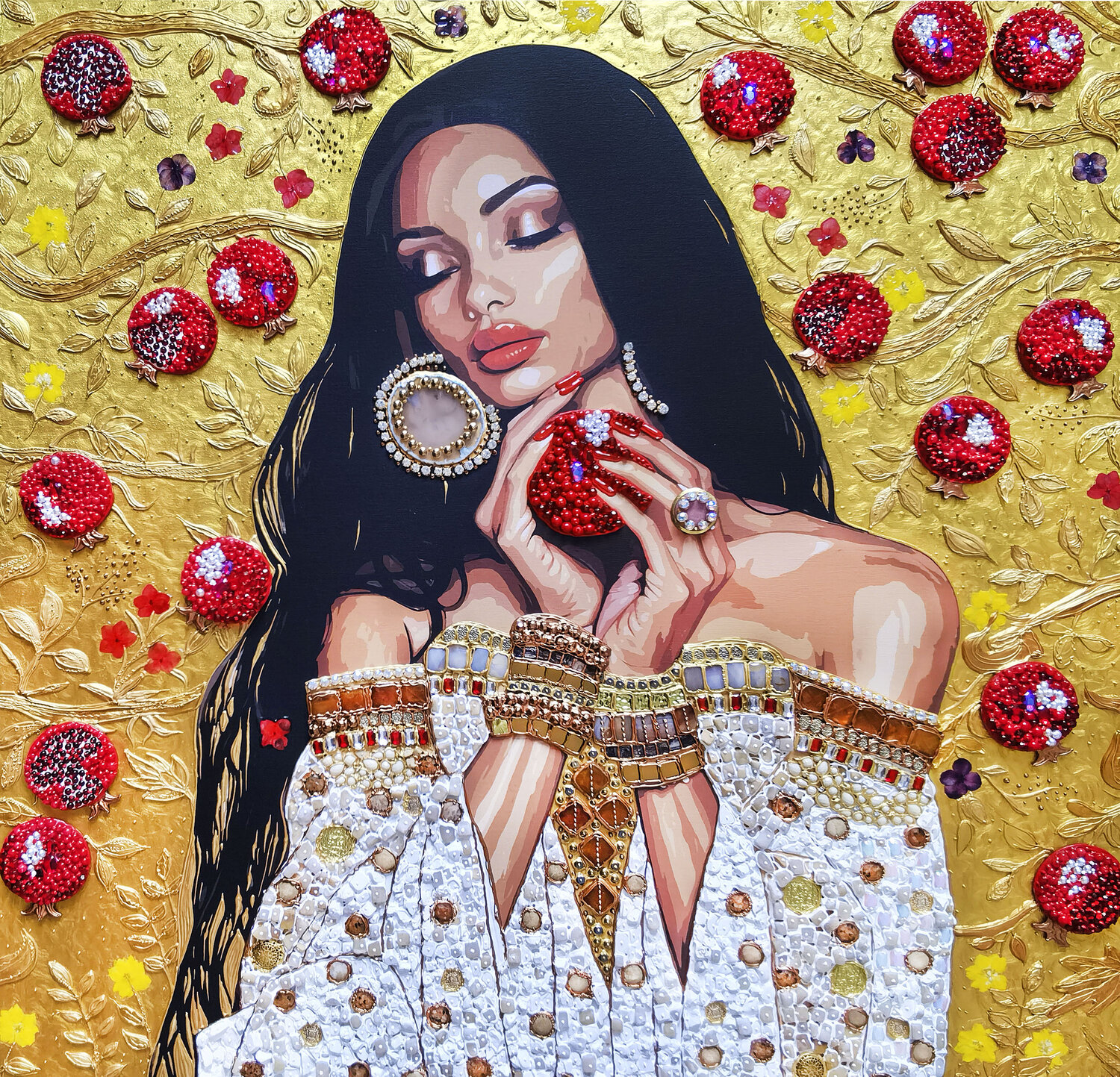 Eve. Original painting with natural stones Irina BAST Original painting for sale