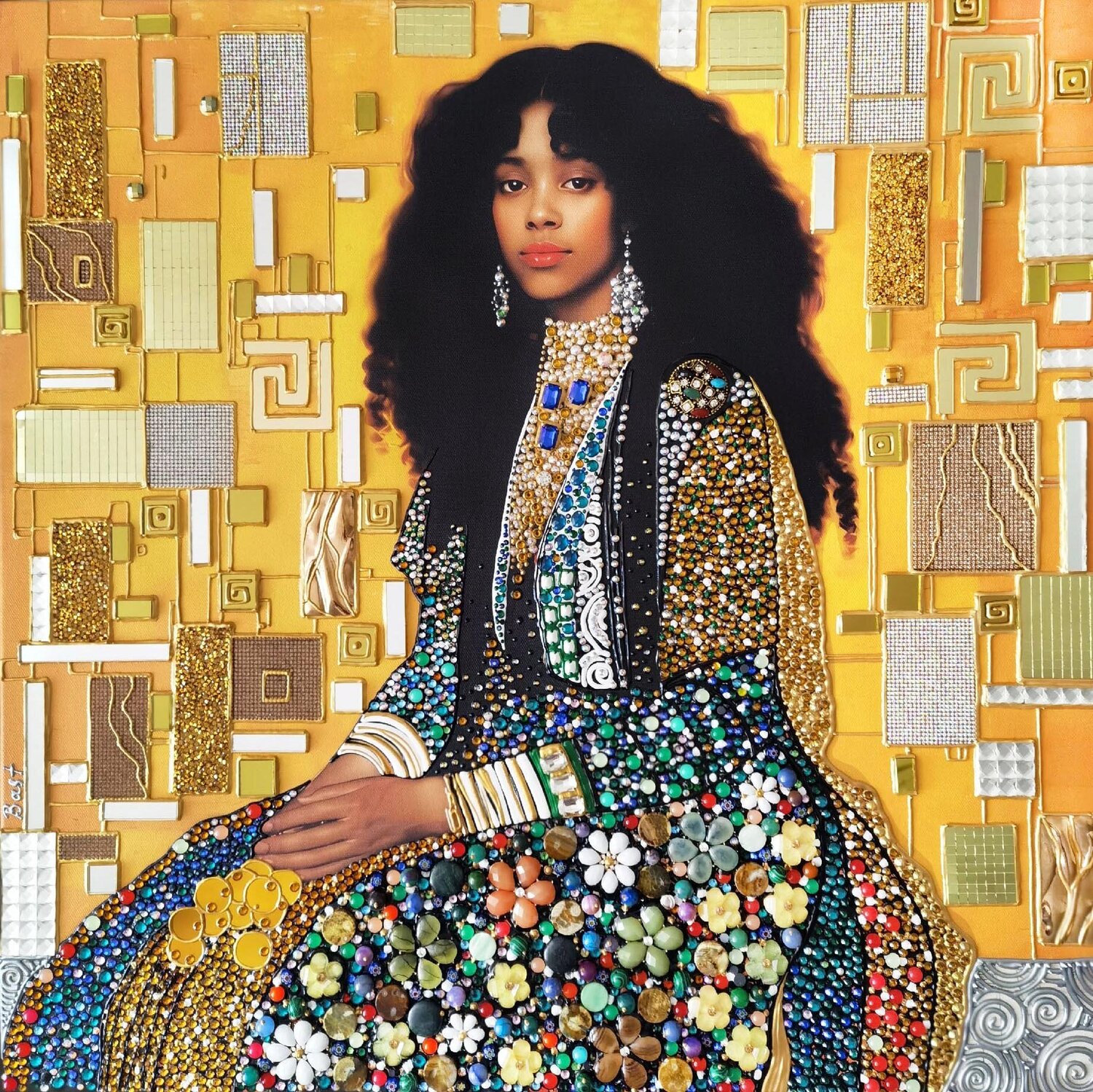 Regal elegance. Original painting with natural stones Irina BAST Original painting for sale