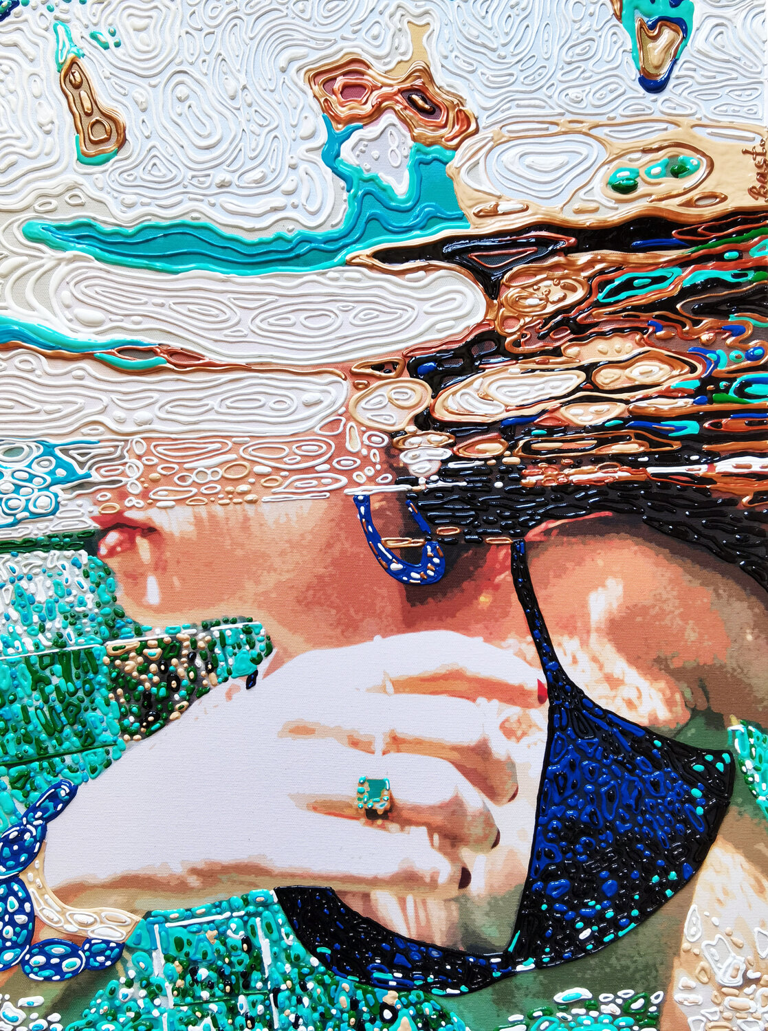 Relax in the turquoise pool Irina BAST Original painting for sale