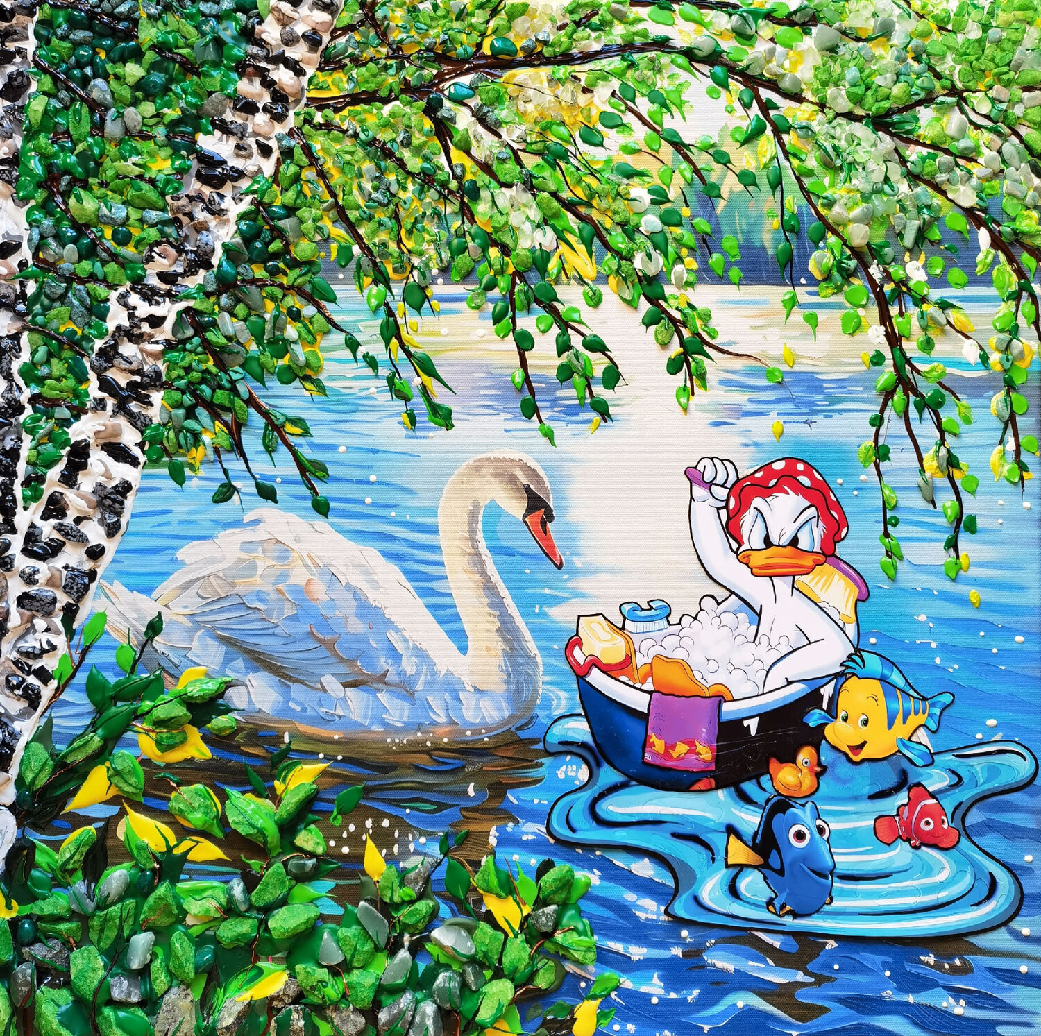 Incident on the lake Irina BAST Original painting for sale