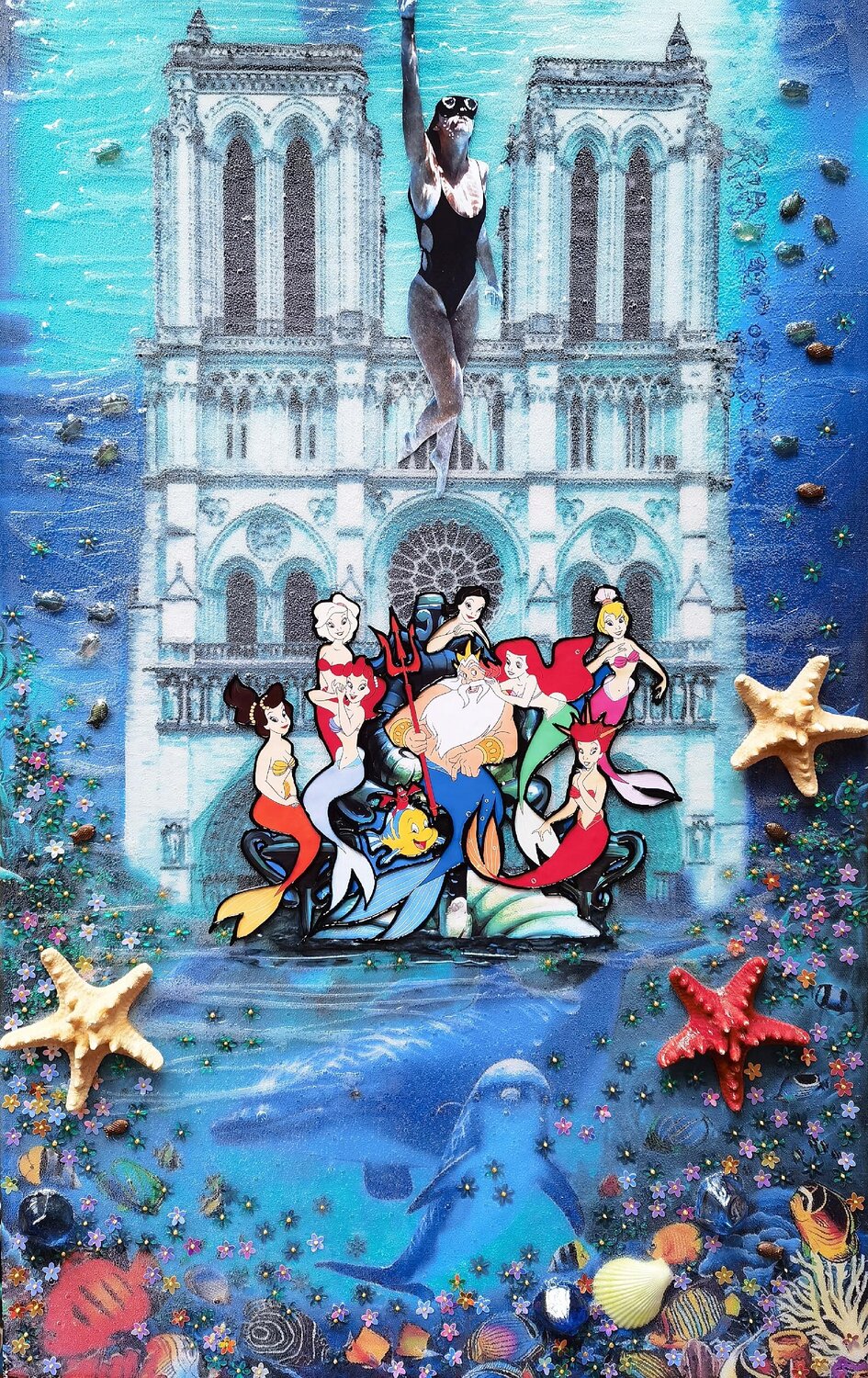 Underwater Disneyland. A new castle for Triton Irina BAST Original painting for sale