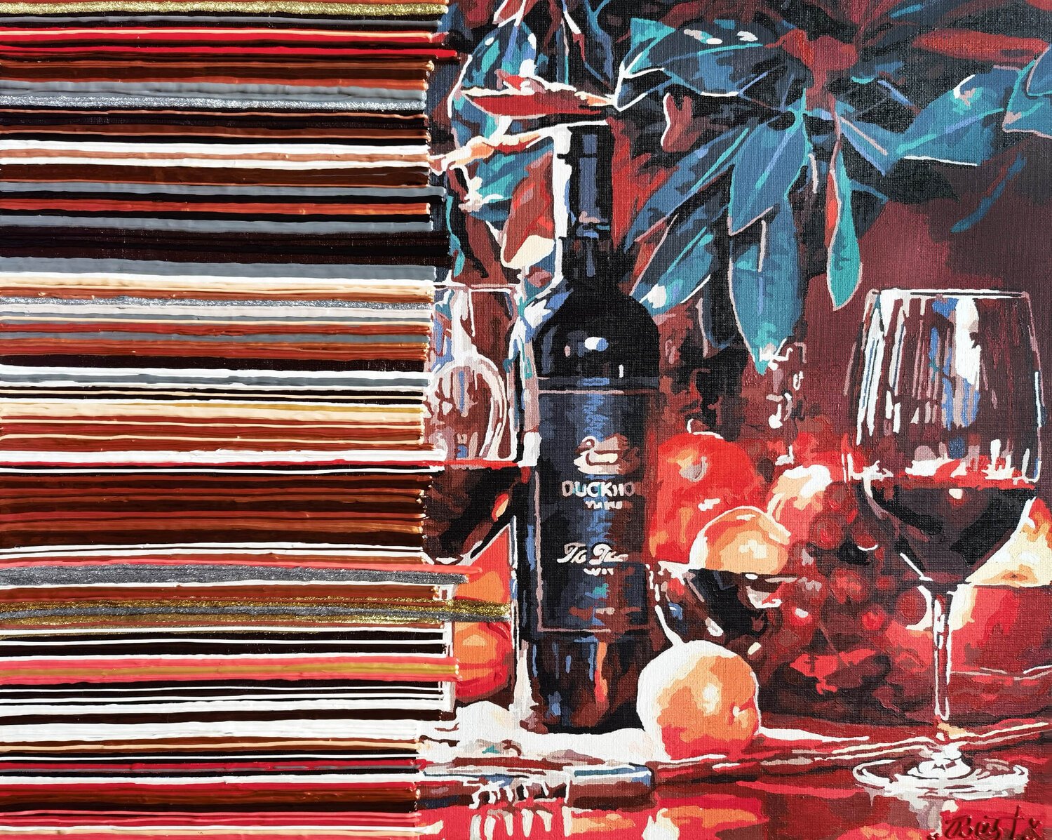 Still life with wine Irina BAST Original painting for sale