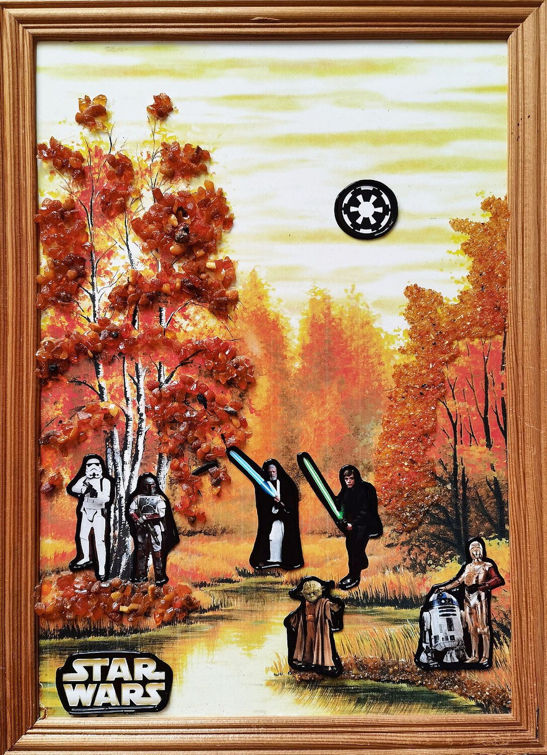Star Wars in an autumn forest Irina BAST Original painting for sale