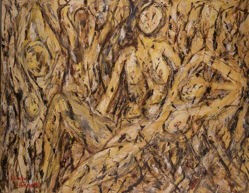 Women in the garden by Laszlo Hamori, Painting for Sale on Select