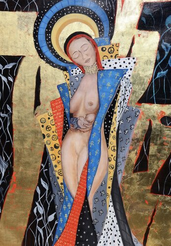 Madonna with gold necklace by Laszlo Hamori, Painting for Sale on Select