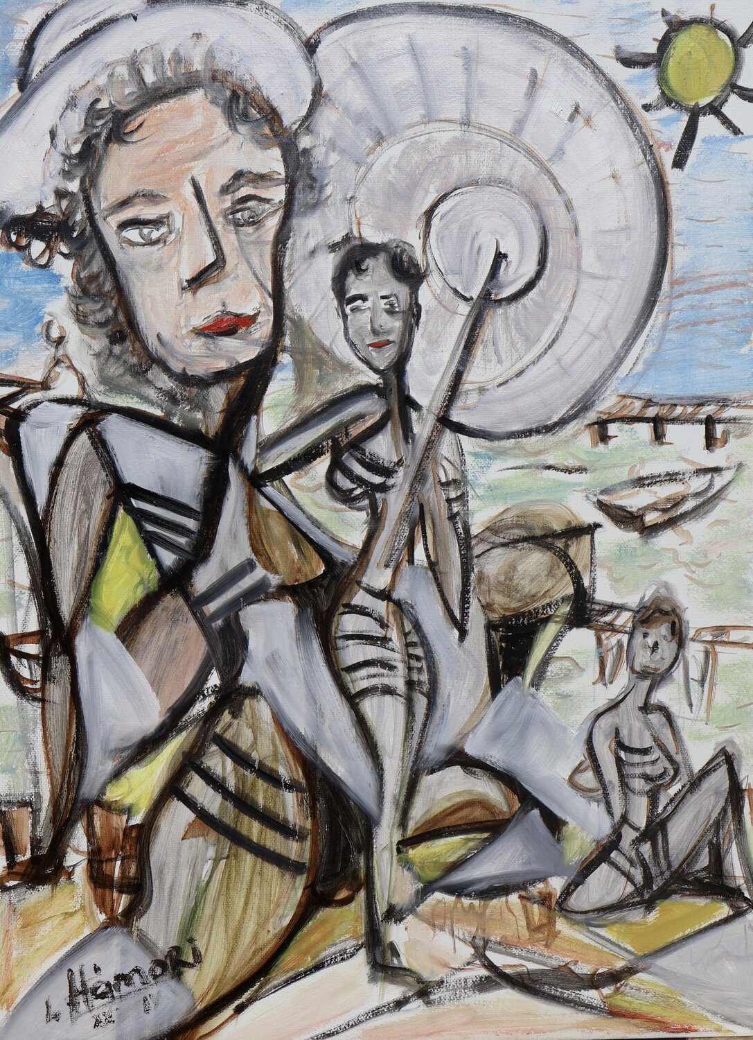 Back at the lake Laszlo Hamori Original painting for sale