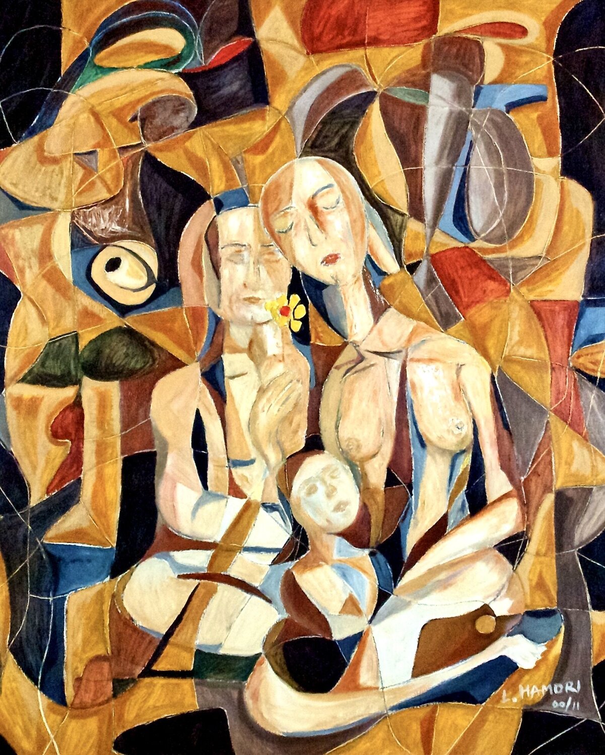 Family Laszlo Hamori Original painting for sale