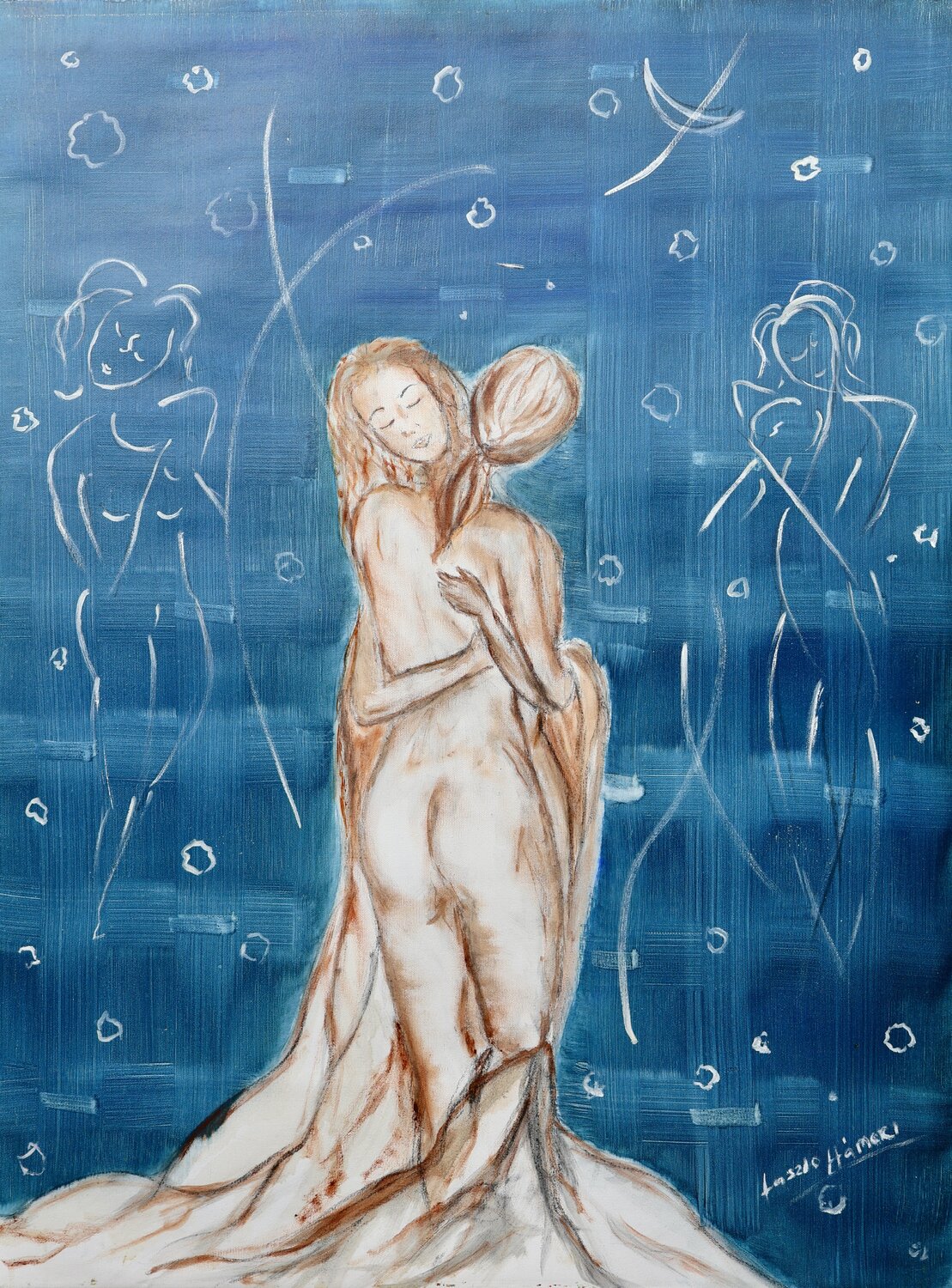 The hug Laszlo Hamori Original painting for sale