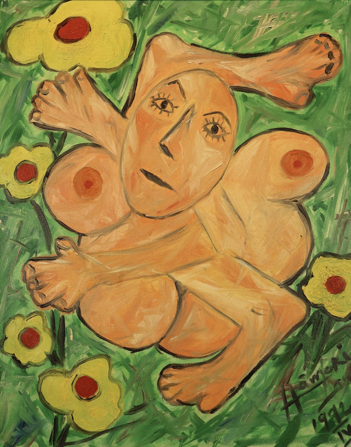 Playing in the Garden Laszlo Hamori Original painting for sale