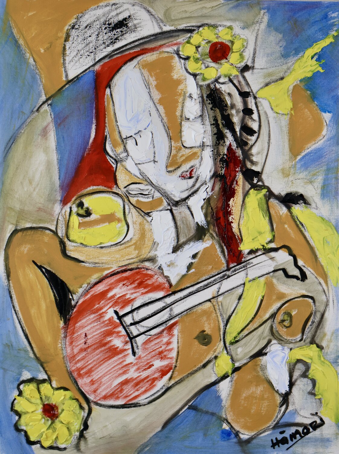 Mandolin player 1 Laszlo Hamori Original painting for sale