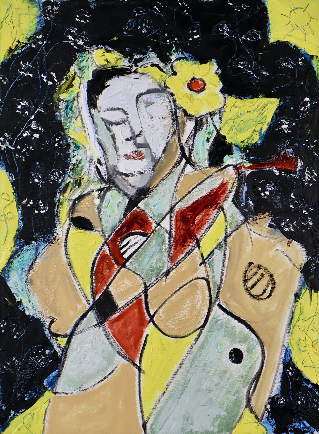 The Viola player 1 Laszlo Hamori Original painting for sale