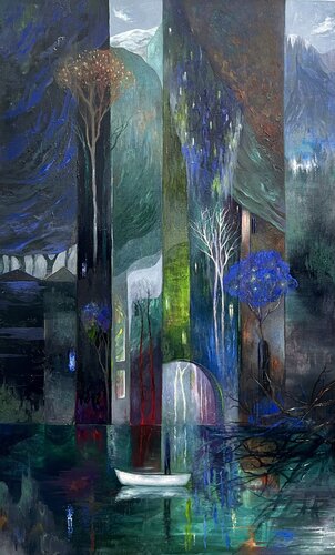 City on water by Andranik Shahjanyan, Painting for Sale on Select