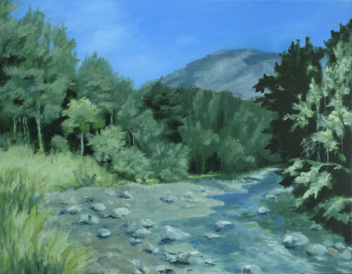 Flusslandschaft 11 by Leni Winkelmann, Painting for Sale on Select
