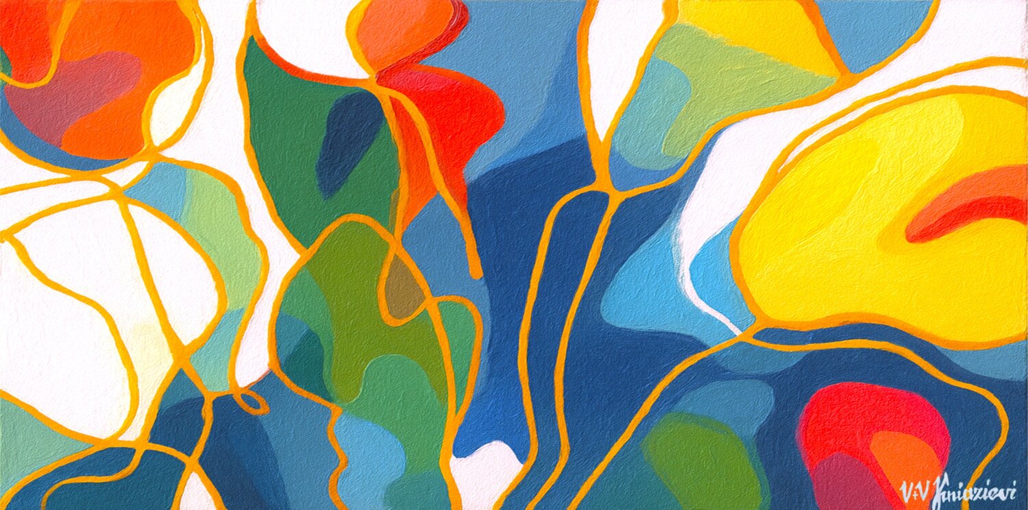 Jazz style flowers #7 Valentyna Kniazieva Original painting for sale