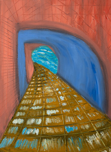 Tunnel in mountains by Maksim Gorshkov, Painting for Sale on Select