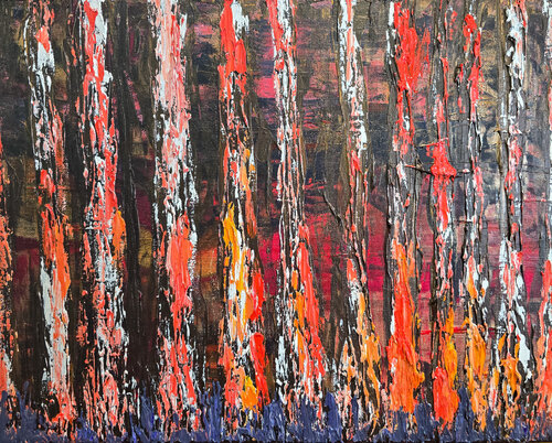 Birch Grove, Evening by Maksim Gorshkov, Painting for Sale on Select