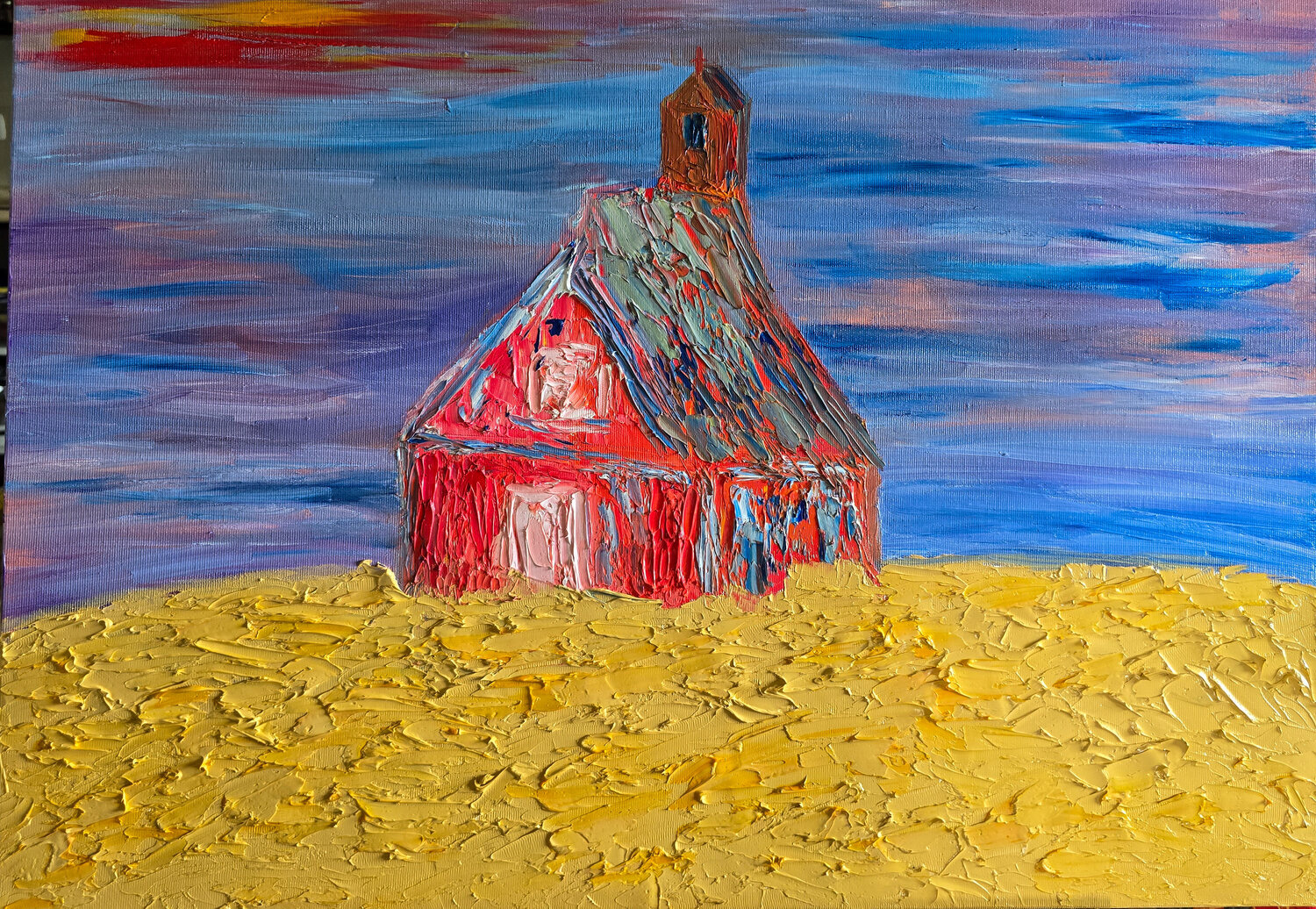 Old Village Church Maksim Gorshkov Original painting for sale