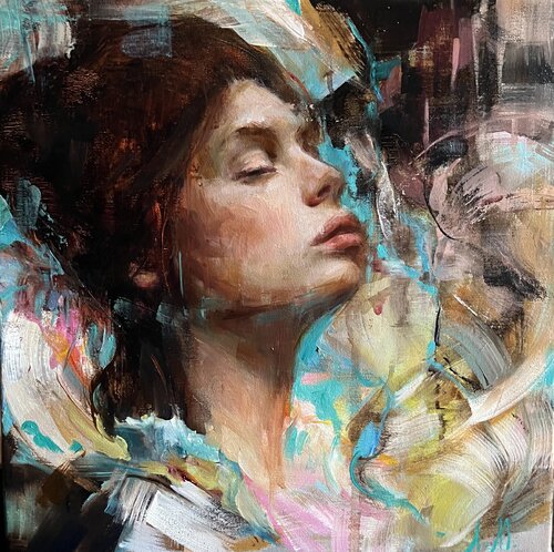 BREATHING IN - FEMININE BEAUTY by Elena Agraphiotis, Painting for Sale on Select