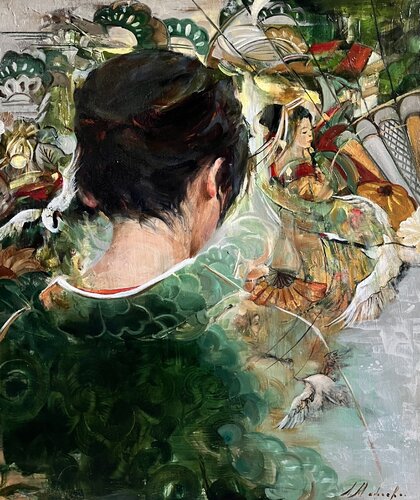 STORYTELLER - GIRL IN KIMONO by Elena Agraphiotis, Painting for Sale on Select