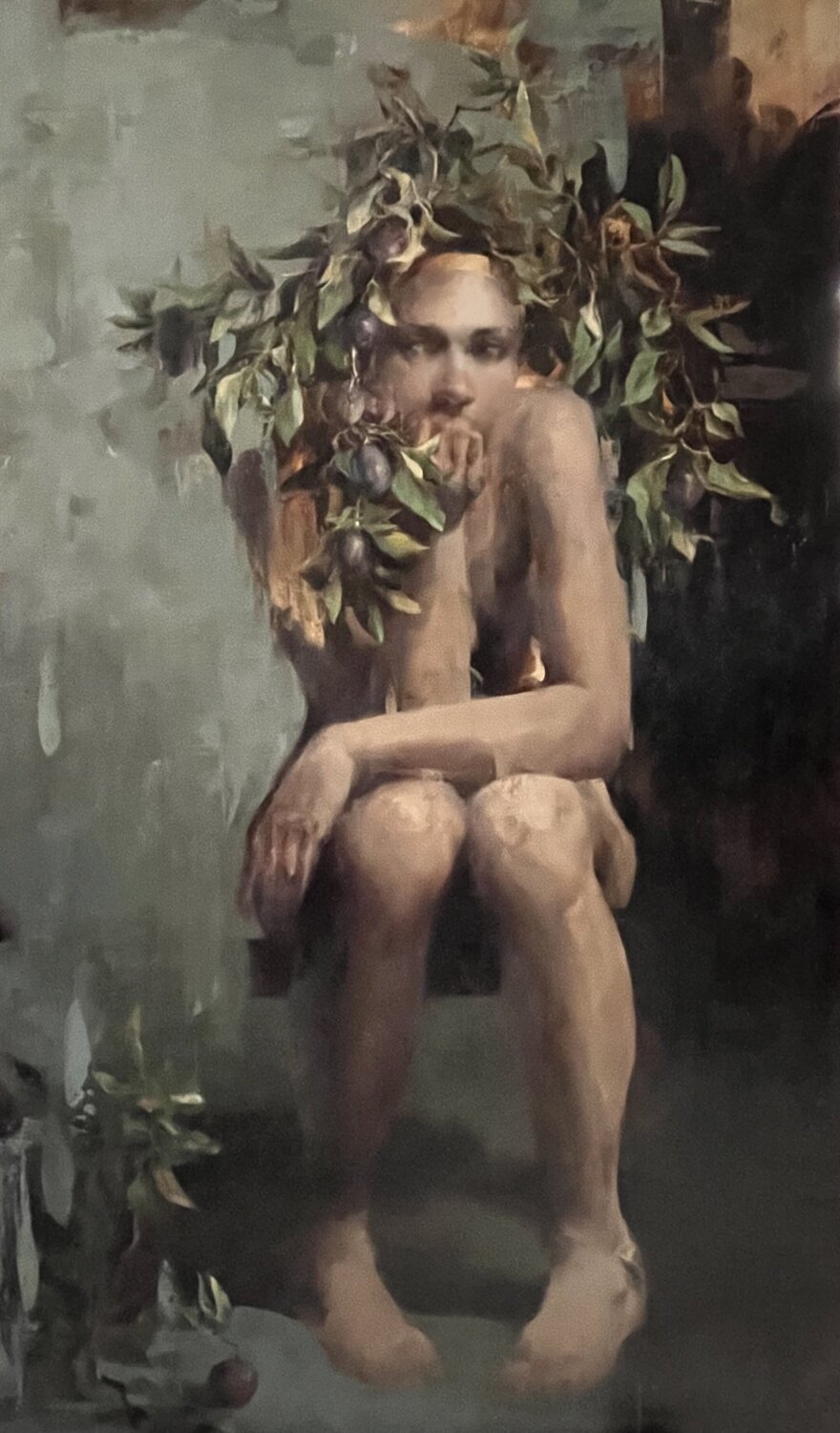 GIRL AND PLUMS Elena Agraphiotis Original painting for sale