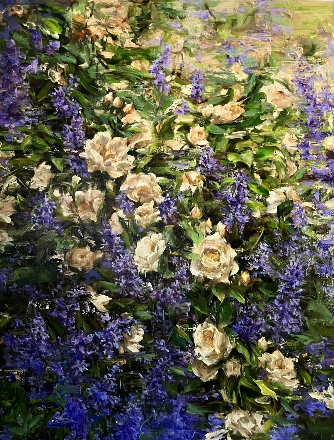 LAVENDER AND ROSES - DELIGHTFUL PROVENCE Elena Agraphiotis Original painting for sale
