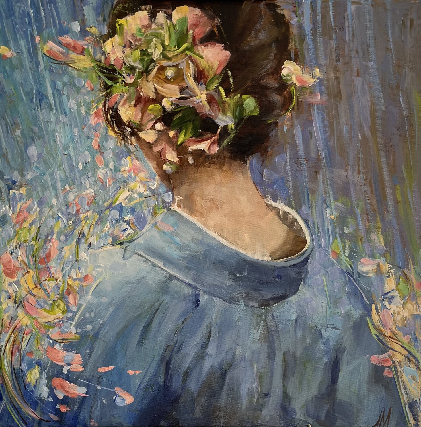TENDERNESS - GIRL IN KIMONO Elena Agraphiotis Original painting for sale