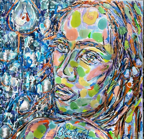 Blue Lights by Karine Langevin Kjl, Painting for Sale on Select