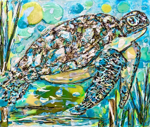 Kura-Kura la Tortue by Karine Langevin Kjl, Painting for Sale on Select