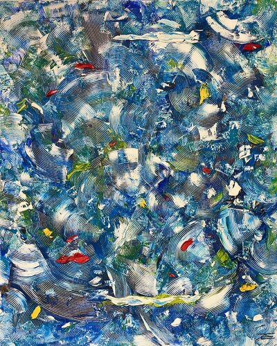 Les Maldives et petits poissons (2012) by Karine Langevin Kjl, Painting for Sale on Select