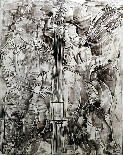 Le Contrebassiste by Karine Langevin Kjl, Painting for Sale on Select