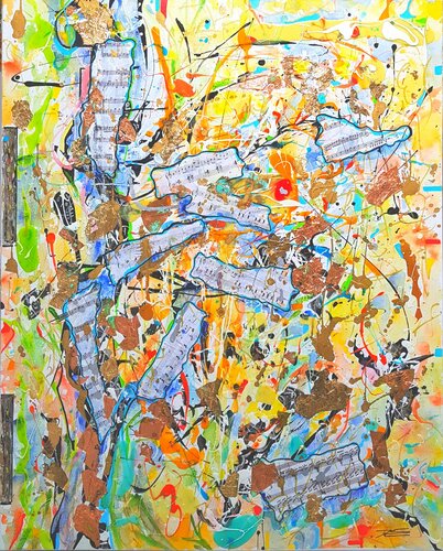 L'Arbre à Partitions (2017) by Karine Langevin Kjl, Painting for Sale on Select