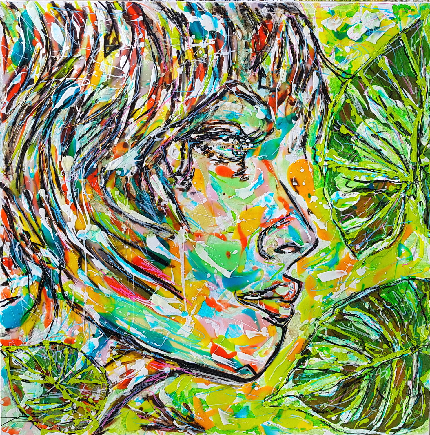 Green Karine Langevin Kjl Original painting for sale